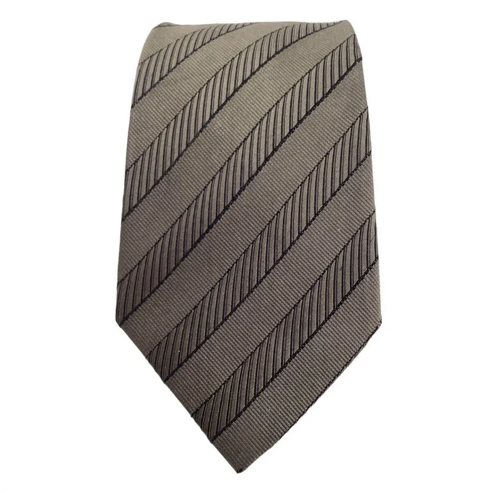 DIOR Brown Striped Silk Tie Made In Italy 59